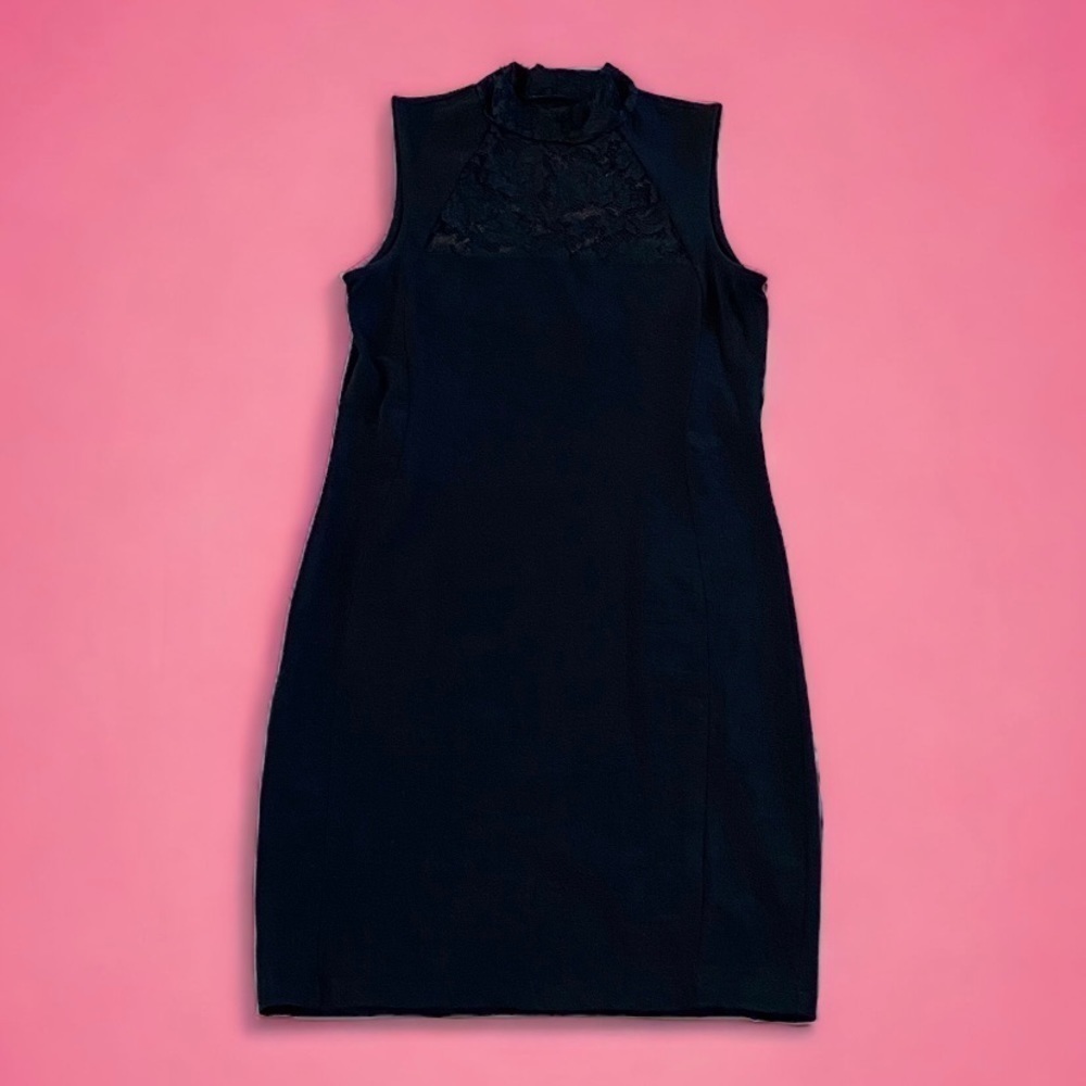 ONLY Black High Neck Lace Bodycon Dress Small Y2K Whimsigoth Stretchy